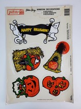 Vintage 5 Presto Halloween Window Static Decals- Pumpkins Ghost Happy Halloween - £9.48 GBP