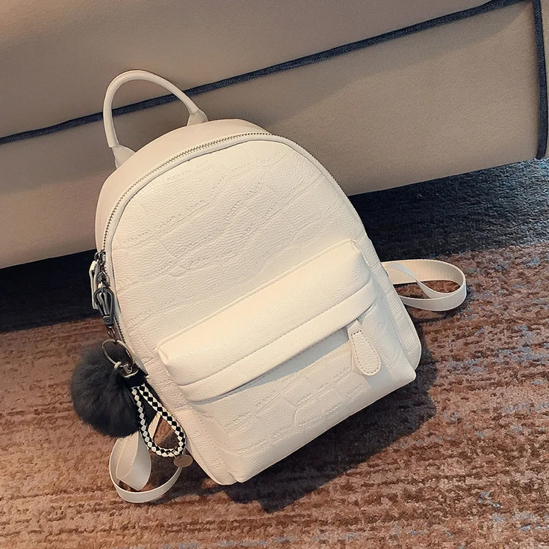 Female White Back Pack Black Mini Backpa Women PU Leather Cute Small Backpack Fo - £93.24 GBP