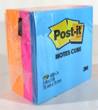 Post-it Sticky Notes Cube 400 Sheets, 3&quot; X 3&quot; Blue/Pink/Orange 2027-PKOR - $3.98