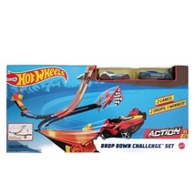 Hot Wheels Drop Down Challenge Set~Bonus 2 Cars Action Racing Winners Ages 4-10 - $34.82