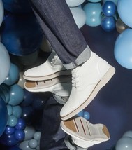 Stacy Adams Eastmont Plain Toe Elastic Lace Chukka Boot White 25748-100 image 5
