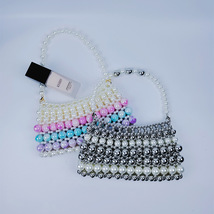 French Style retro Bag Shoulder Bag Pearl Tote Handmade Evening Handbag - $45.98