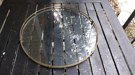 Glass Replacement Table Top 16.25&quot; Round W/ Brass Rail For Floor lamps VTG - £54.72 GBP