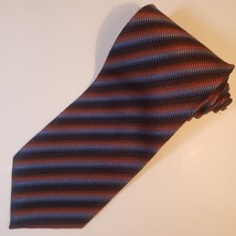 Jhane Barnes Striped Blue &amp; Brown Silk Tie Made in Japan - $280.75 MXN