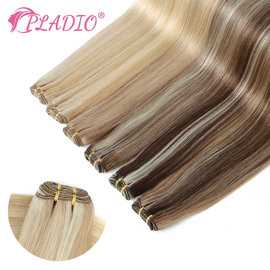 PLADIO Straight Human Hair Weaves Bundles Double Weft Brazilian Remy Human Hair - £7.14 GBP+