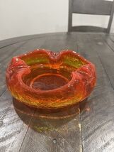 Viking Cigar Ashtray Key Bowl Crackle Art Glass Amberina Orange Vintage MCM - $921.56 MXN