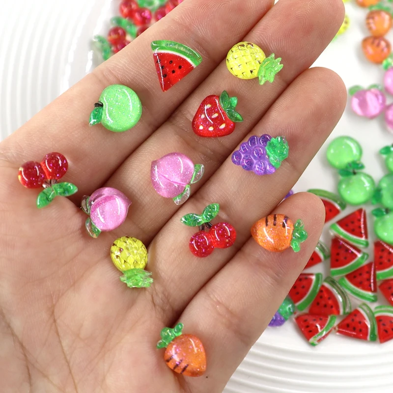 50Pcs Summer Kawaii 9mm Resin Mini Cherry Fruit Cabochon Ornament Jewelr... - $9.84+