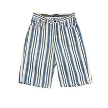 Vintage 90s Express High Rise Mom Blue Striped Knee Length Shorts Size 9/10 - £26.45 GBP