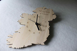 Custom Unique Bespoke Ireland Shape Clock Eire Map Wooden Handmade Ireland - £18.27 GBP