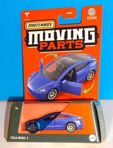 Matchbox 2024 Moving Parts Tesla Model 3 Mtflk Blue Eco Recycled Metal - £5.50 GBP