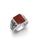 Natural Aqeeq/anillo de piedras preciosas de ágata roja, anillo de baler... - $108.28