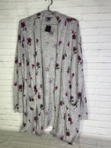 Lane Bryant Womens Plus Size 18-20 Knit Gray Floral Open Front Cardigan ... - £35.50 GBP