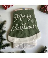 Merry Christmas Green &amp; White Tree Skirt 38 Inches Embroider Snowflakes NEW - £16.62 GBP