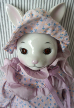Vintage Country-Kins Belinda Bunny Porcelain Doll Glass Eyes Fully Cloth... - $22.74