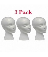 Cosme Case Pack of 3 Styrofoam Foam Mannequin Wig Head Display Hat Cap - £20.35 GBP