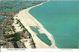 Aerial View Postcard Treasure Island Florida Looking South w Gulf of Mexico - £5.84 GBP