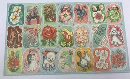 Vintage Gummed Seals Die Cut Sheet Sticker Baby Wedding Floral Shower Bi... - $12.00