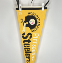 Vintage Pittsburgh Steelers 30 x 12 Full Size Pennant 2 Bar World Champions 1974 - £30.83 GBP