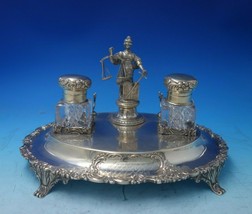 Portuguese .833 Silver Inkwell Double w/Footed Stand 3D Lady Justice (#5426) - £1,539.53 GBP