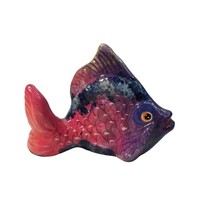 Fish Figurine Art Pottery Figure Vintage Mexican Colorful Hand Painted Signed - £10.31 GBP