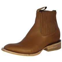Mens Honey Brown Chelsea Ankle Boots Cowboy Dress Solid Leather Botas Vaquero - £81.18 GBP