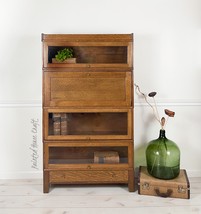 Rare Antique Barrister Sectional Tiger Oak Lawyers Bookcase | 3 Glassed ... - £1,514.77 GBP