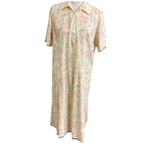 Vintage Sears House Dress Perma Smooth Sz 16 1/2 Yellow Floral Collared ... - $32.99