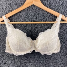 Vintage Victoria Secret Bra 38C Cream Floral Lace Rosette Push Up Underw... - $24.02