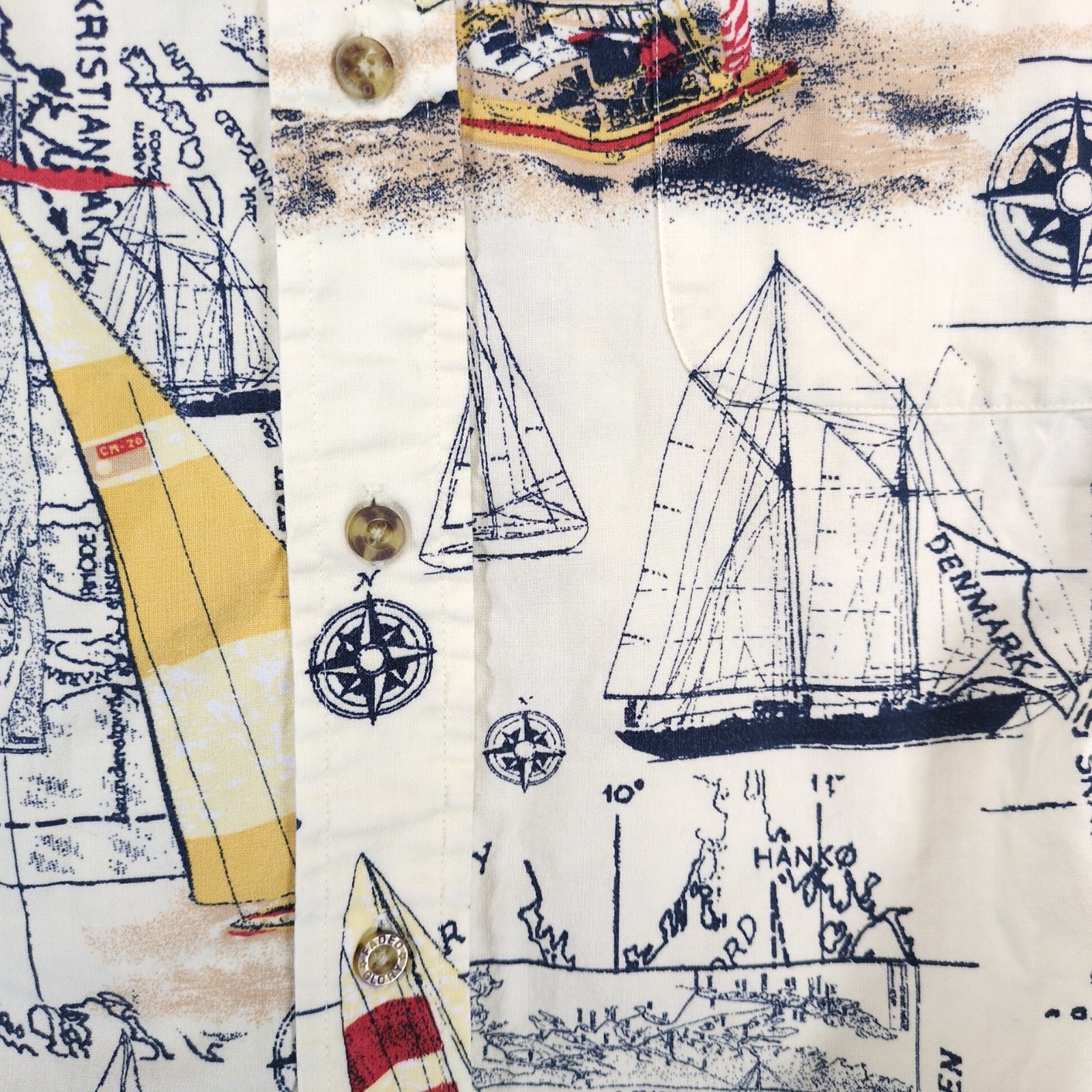 Vtg Faded Glory Nautical Sailing Ships Shirt Men's M Button Down Cotton Coastal Item image 10