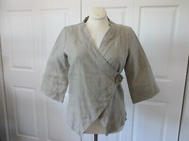 Soft Surroundings One Button Tie Waist Asymmetrical Front Lagenlook Xs Beige Euc - £39.46 GBP