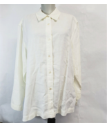 Kate Hill Button-up Shirt 100% White Linen Natural essential Womens Peti... - £23.70 GBP