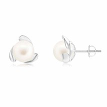 ANGARA Freshwater Cultured Pearl Flower Stud Earrings in 14K White Gold - £160.70 GBP