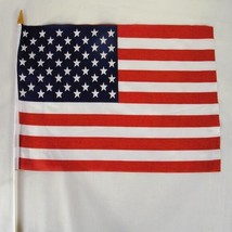 2 AMERICAN 11  X 18 IN FLAGS ON STICK flag usa banners - £5.29 GBP