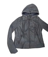 J2 Women’s Faux Leather Jacket With Sweatshirt Like Sleeves Size Small Gray - $236.36 MXN