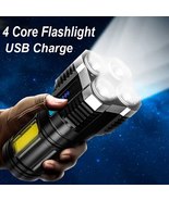 High Power Rechargeable Flashlight LED USB Camping Hiking Torch 4 COB Si... - £9.44 GBP