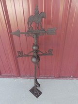 CAST IRON HORSE AND RIDER WEATHERVANE FLAT MOUNT RUSTIC FARMHOUSE BARN R... - $1,440.03 MXN