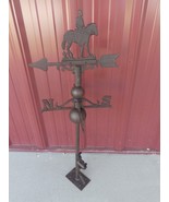 CAST IRON HORSE AND RIDER WEATHERVANE FLAT MOUNT RUSTIC FARMHOUSE BARN R... - $1,440.03 MXN