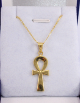 Collar Egipcio Cruz Ankh Llave de la Vida 18K Colgante Oro + Cadena Ojo... - £393.85 GBP