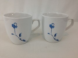 Mikasa Gourmet Basics Wispy Floral KN206 Set of Two Porcelain Tea Coffee Mug Cup - £7.91 GBP