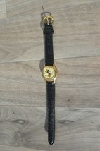 DISNEY LORUS Gold Tone Minnie Mouse Watch with Black Band, V515-6080 New Battery - £18.95 GBP