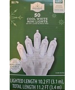 Holiday Time 50-Count Mini Cool White LED Christmas String Lights W/ Whi... - $15.74 CAD