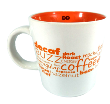 Dunkin Donuts &quot;Coffee Slang&quot; Mug c.2011 White &amp; Orange W/ Orange Buzz Words - $8.00