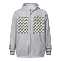 Patchwork Retro Mosaic Unisex Zip Hoodie – Heavy Blend, Vintage Style by... - $65.99+