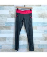 Reebok Running Tights Gray Pink 7/8 Mid Rise Pockets Yoga Gym Womens Small - $17.81