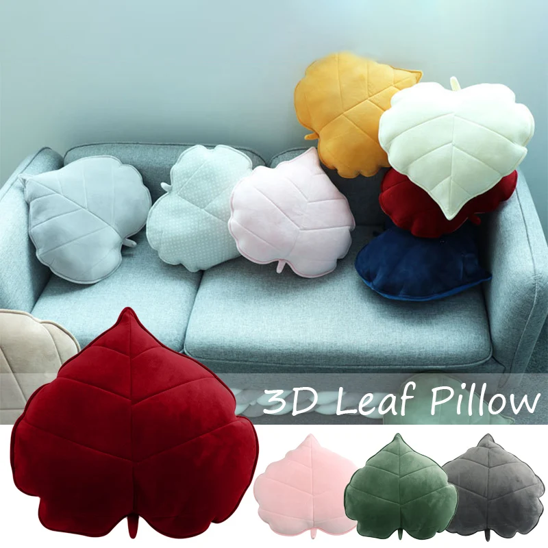 13/50cm Nordic Style 3D Leaves Pillow Soft Simulation Leaf Cushion Bedroom Back - £13.32 GBP+