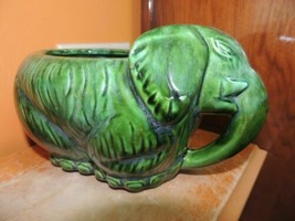 Elephant Planter 8.5x5x5&quot; Ceramic green drip glaze Art Pottery U.S Vase - £13.50 GBP