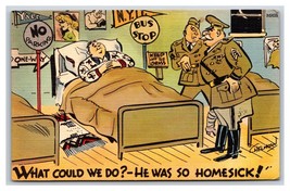Comic Military Soldier From New York Was Homesick Linen Postcard S1 - £4.70 GBP