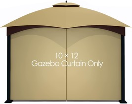 Tanxianzhe Gazebo Replacement Privacy Curtain With Zipper Outdoor, Khaki - £33.83 GBP