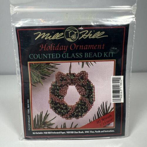 Mill Hill Holiday Ornament H2 Wreath Counted Glass Bead 1990 KIT NEW - $6.92