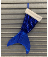 Christmas Royal blue mermaid tail stocking 22” reverses to silver 80602 - $27.74